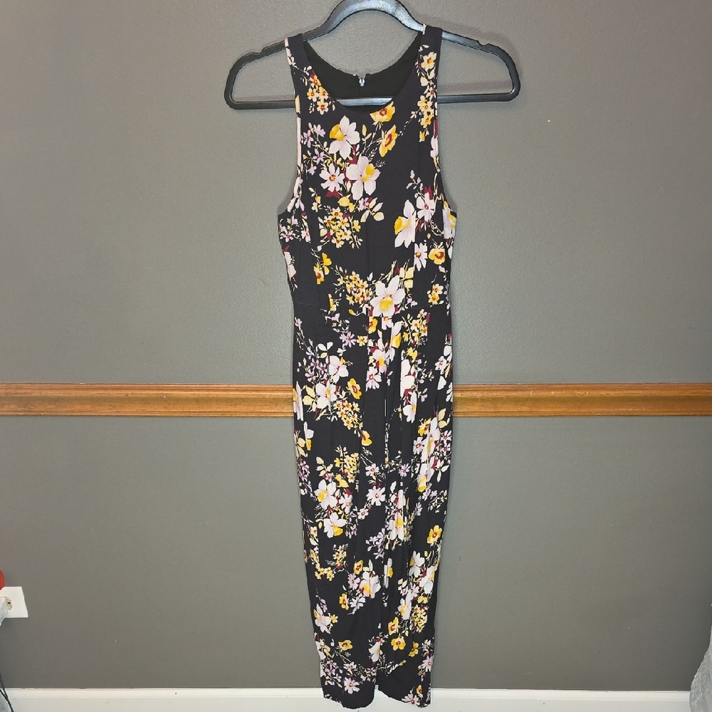 Yumi Kim Black Floral Midi Dress